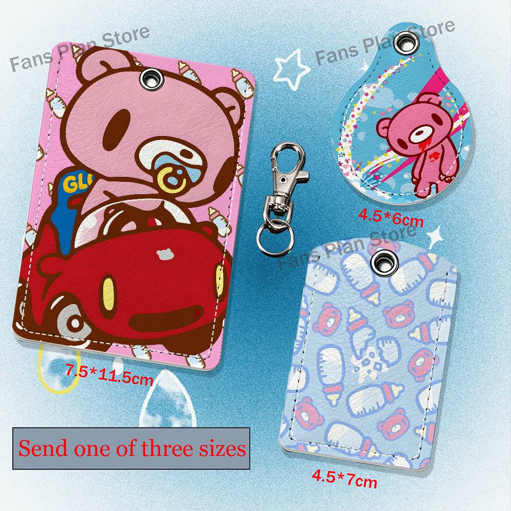 Lanyard Badge Holder - Cartoon G-Gloomy Bear Leather Keychain Badge