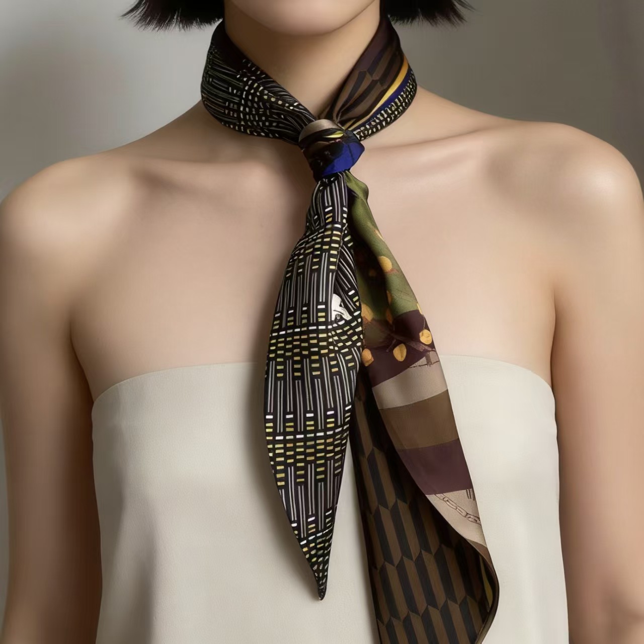 Luxury Print Long Hair Ribbon  - đánh giá và giá Ascot Neck Scarf